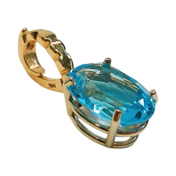 14K Yellow Gold 10ct Oval Blue Topaz Enhancer Pendant Image 2 Joint Venture Jewelry Cary, NC
