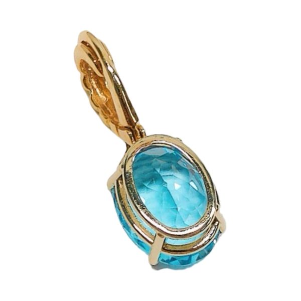 14K Yellow Gold 10ct Oval Blue Topaz Enhancer Pendant Image 3 Joint Venture Jewelry Cary, NC