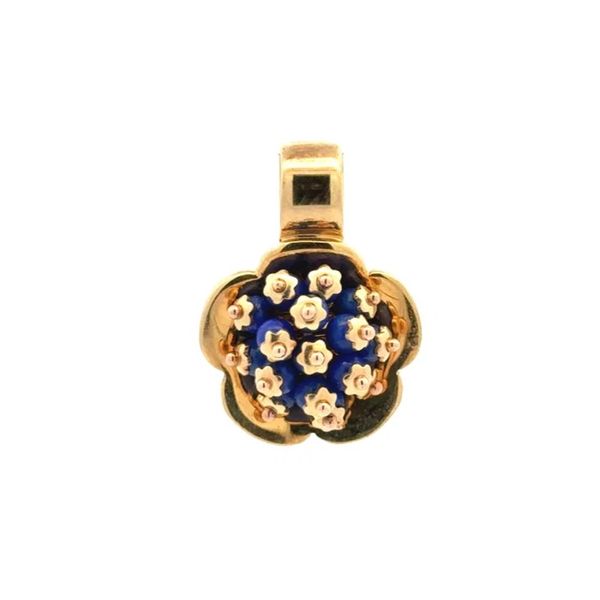 1960s 14K Gold 2.00 CTW Lapis Cluster Vintage Pendant Joint Venture Jewelry Cary, NC