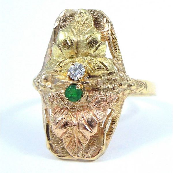 Vintage Tri-Gold Emerald & Diamond Ring Joint Venture Jewelry Cary, NC