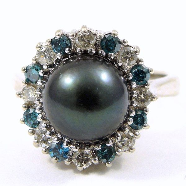 Black Pearl and Diamond Ring Joint Venture Jewelry Cary, NC