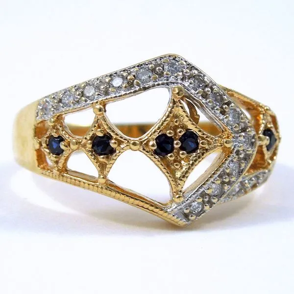 Vintage Diamond & Sapphire Buckle Ring Joint Venture Jewelry Cary, NC