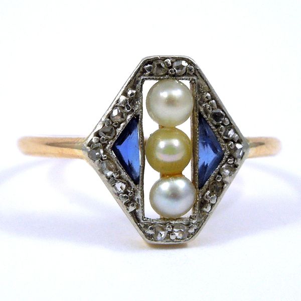 Vintage Small Sapphire, Pearl and Diamond Ring Joint Venture Jewelry Cary, NC
