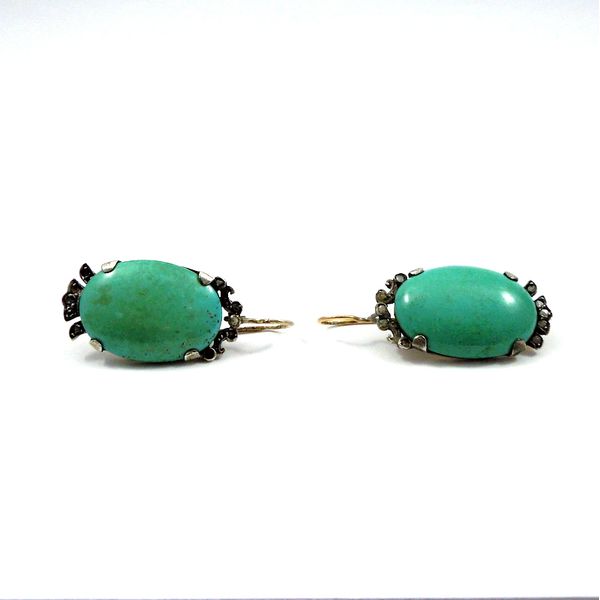 Vintage Large Turquoise Earrings Image 2 Joint Venture Jewelry Cary, NC