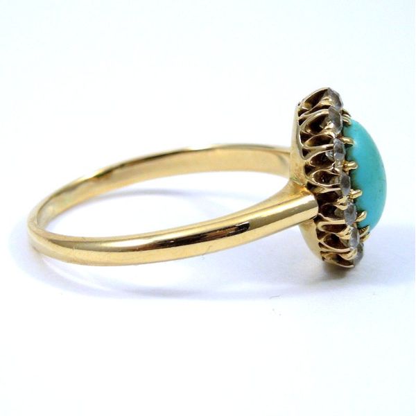 Vintage Turquoise and Diamond Ring Image 2 Joint Venture Jewelry Cary, NC