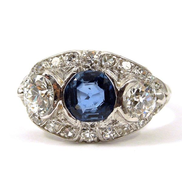 Vintage Filigree Sapphire and Diamond Ring Joint Venture Jewelry Cary, NC