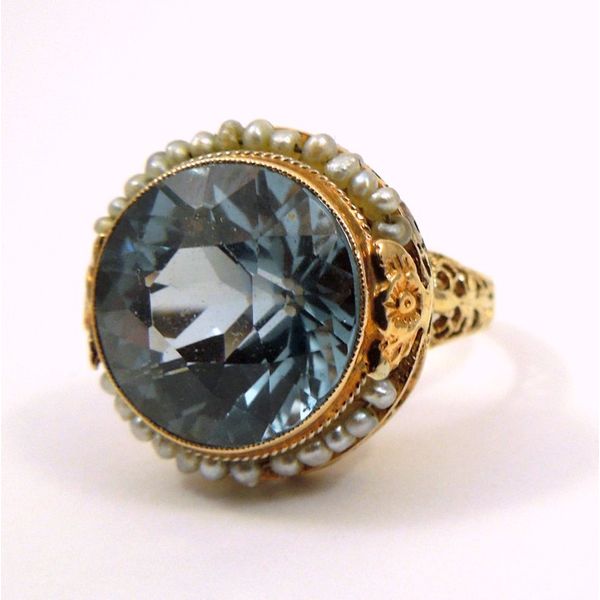 Vintage Blue Zircon and Seed Pearl Ring Joint Venture Jewelry Cary, NC