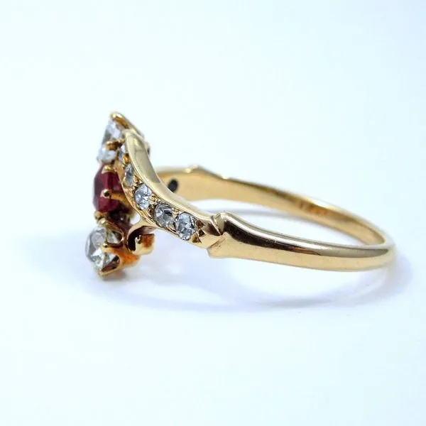 Vintage Diamond and Ruby Bypass Ring Image 2 Joint Venture Jewelry Cary, NC