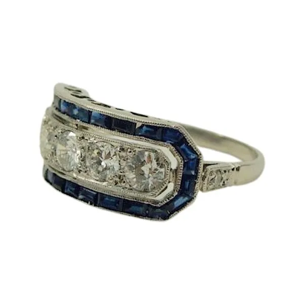 Vintage Diamond and Sapphire Ring Image 2 Joint Venture Jewelry Cary, NC