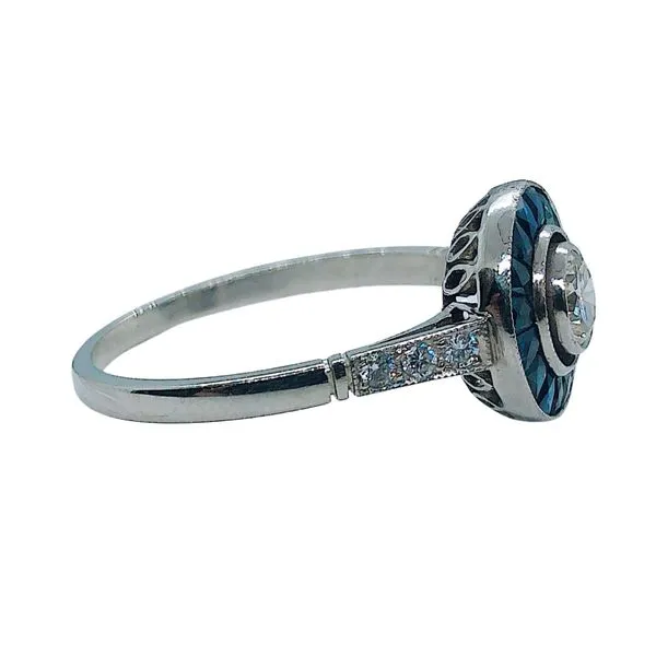 Vintage Sapphire and Diamond Halo Ring Image 2 Joint Venture Jewelry Cary, NC
