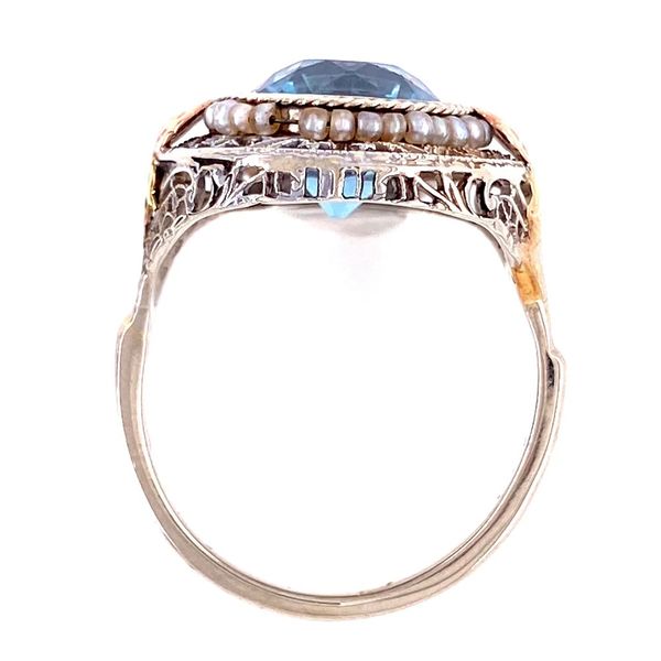 Art Deco Blue Stone and Seed Pearl Ring Image 3 Joint Venture Jewelry Cary, NC