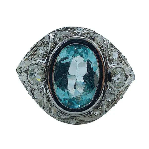 Vintage Aqua and Diamond Fashion Ring Joint Venture Jewelry Cary, NC