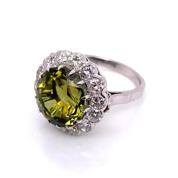 Art Deco Green Tourmaline & Diamond Ring Image 2 Joint Venture Jewelry Cary, NC