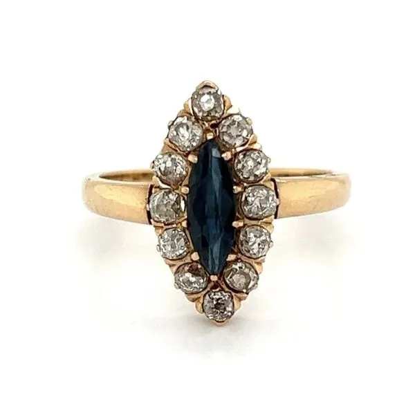 Victorian Sapphire and Diamond Navette Ring Joint Venture Jewelry Cary, NC