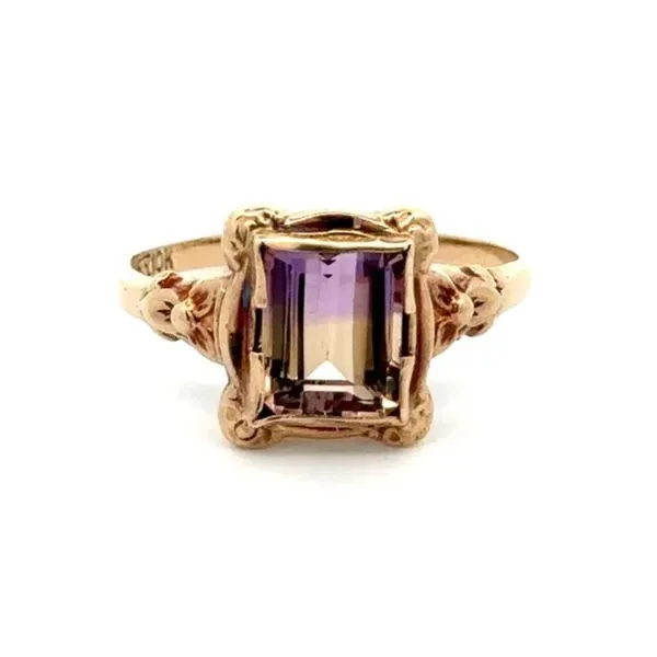 10K Yellow Gold Antique 1.88 Carat Emerald Cut Ametrine Ring Joint Venture Jewelry Cary, NC