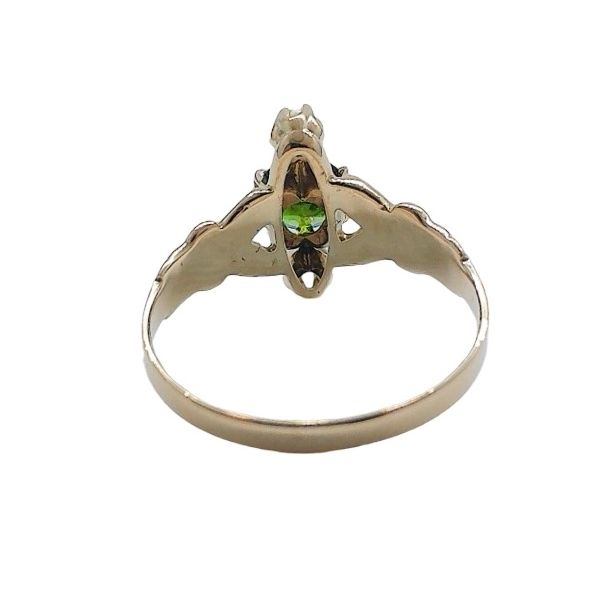 9K Yellow Gold Victorian Green Tourmaline & Seed Pearl Ring Image 3 Joint Venture Jewelry Cary, NC