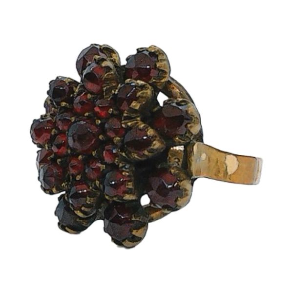 8k Yellow Gold Vintage Garnet Cluster Estate Ring Image 2 Joint Venture Jewelry Cary, NC