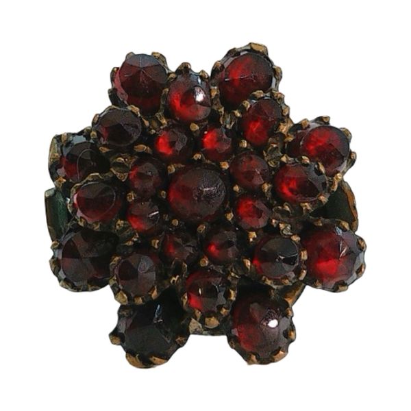 8k Yellow Gold Vintage Garnet Cluster Estate Ring Joint Venture Jewelry Cary, NC