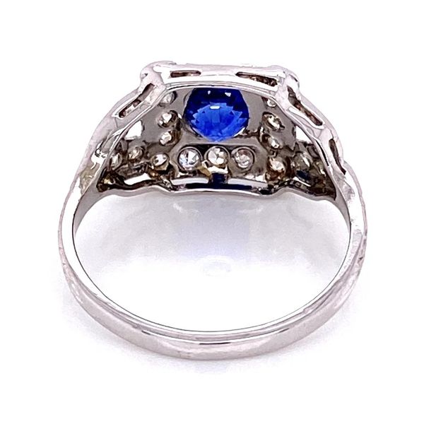 18K White Gold Art Deco 1.05ct Kashmir Blue Sapphire & Diamond Ring Image 3 Joint Venture Jewelry Cary, NC