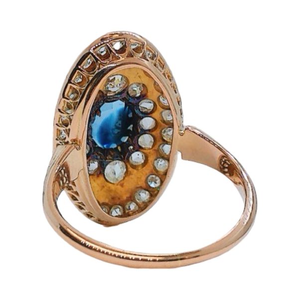 Vintage 14K Rose Gold Sapphire & 1.00ctw Diamond Navette Ring Image 3 Joint Venture Jewelry Cary, NC