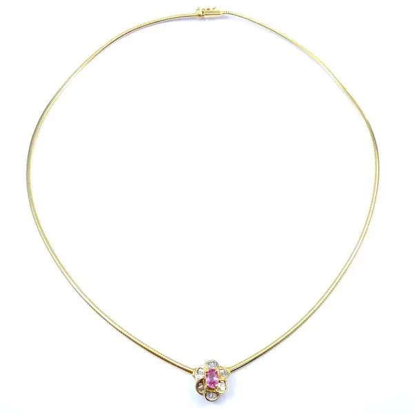 Pink Sapphire and Diamond Necklace Image 2 Joint Venture Jewelry Cary, NC