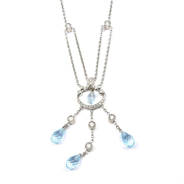 Blue Topaz and Diamond Necklace Image 2 Joint Venture Jewelry Cary, NC