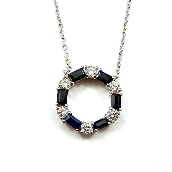 Sapphire and Diamond Circle Necklace Image 2 Joint Venture Jewelry Cary, NC