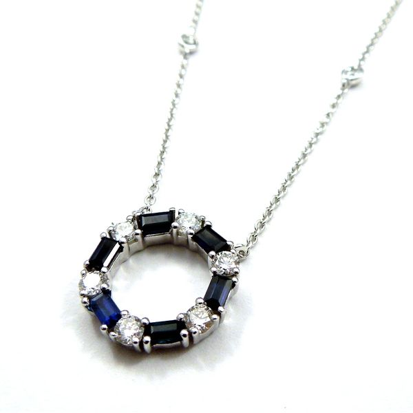 Sapphire and Diamond Circle Necklace Image 3 Joint Venture Jewelry Cary, NC