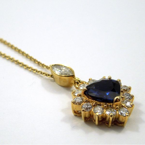 Trillion Cushion Sapphire with Diamonds Pendant Necklace Image 2 Joint Venture Jewelry Cary, NC