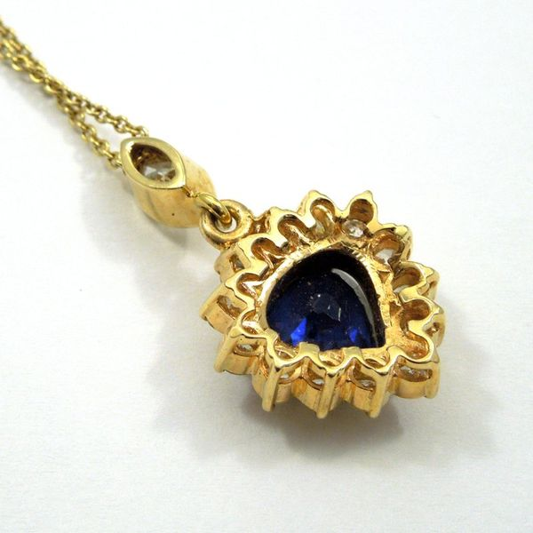 Trillion Cushion Sapphire with Diamonds Pendant Necklace Image 3 Joint Venture Jewelry Cary, NC