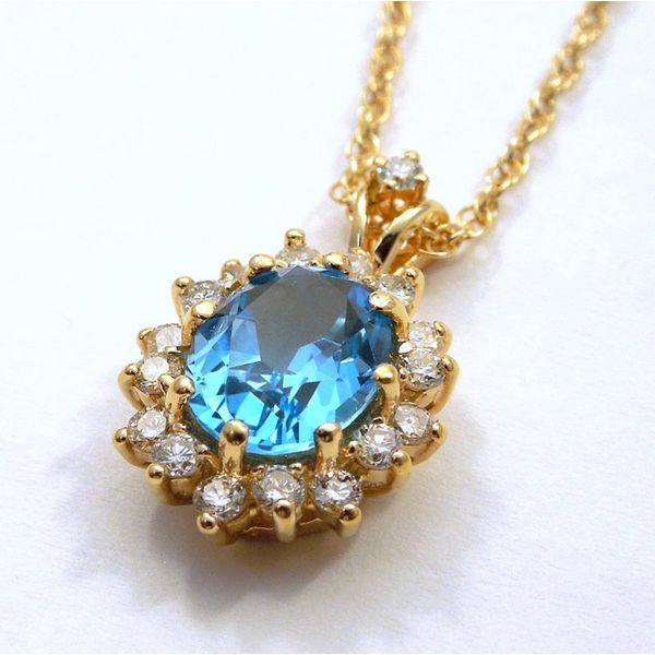 Blue Topaz and Diamond Necklace Image 2 Joint Venture Jewelry Cary, NC