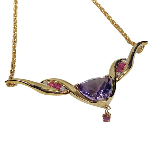 Amethyst, Ruby and Diamond Necklace Image 2 Joint Venture Jewelry Cary, NC