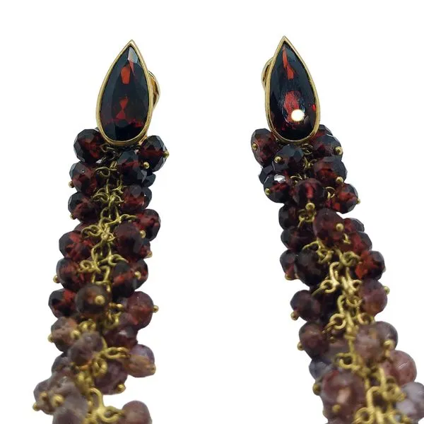 Red Ray Garnet Long Dangle Earrings Image 2 Joint Venture Jewelry Cary, NC