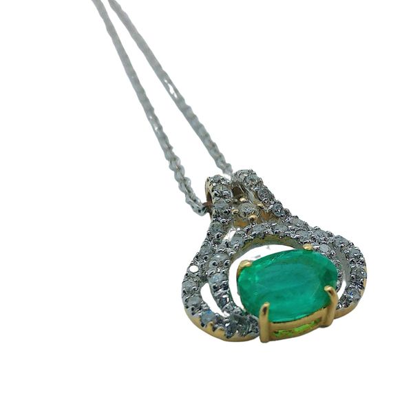 Emerald and Diamond Necklace Image 2 Joint Venture Jewelry Cary, NC