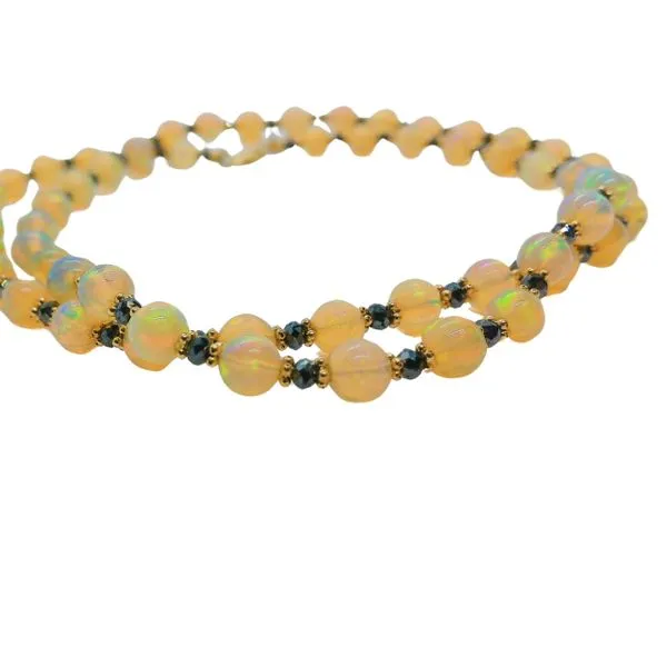 Opal and Black Diamond Necklace Image 2 Joint Venture Jewelry Cary, NC