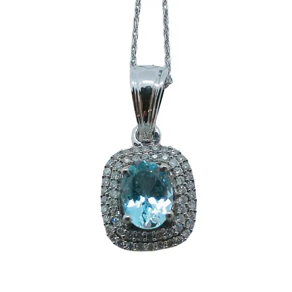 Aquamarine and Diamond Halo Necklace Joint Venture Jewelry Cary, NC