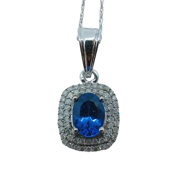Tanzanite and Diamond Halo Necklace Joint Venture Jewelry Cary, NC