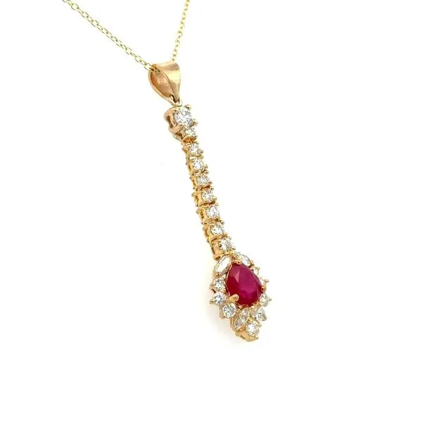 Ruby and Diamond Drop Necklace Image 2 Joint Venture Jewelry Cary, NC