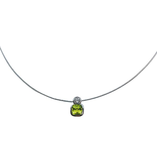 18k White Gold Peridot & Diamond Estate Cord Choker Necklace Joint Venture Jewelry Cary, NC