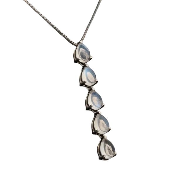 18K White Gold 1.50 CTW Moonstone Drop Estate Necklace Image 2 Joint Venture Jewelry Cary, NC