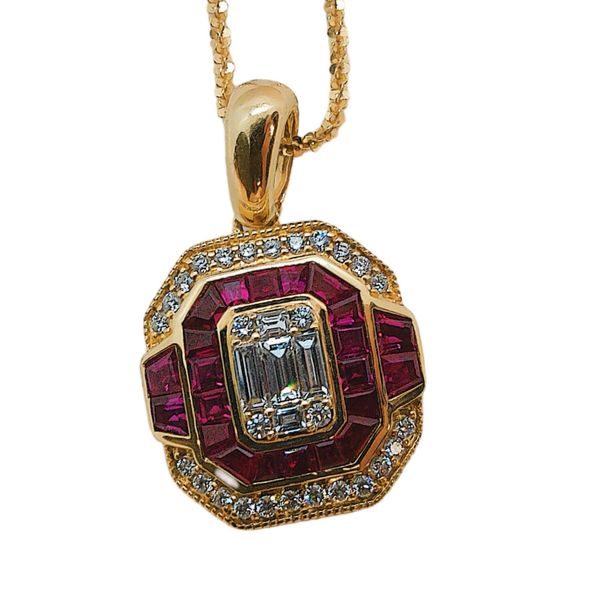 Art Deco Ruby Diamond Pendant Necklace 2.03ctw Ruby Joint Venture Jewelry Cary, NC