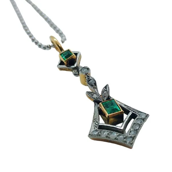 Vintage Emerald and Diamond Necklace Image 2 Joint Venture Jewelry Cary, NC
