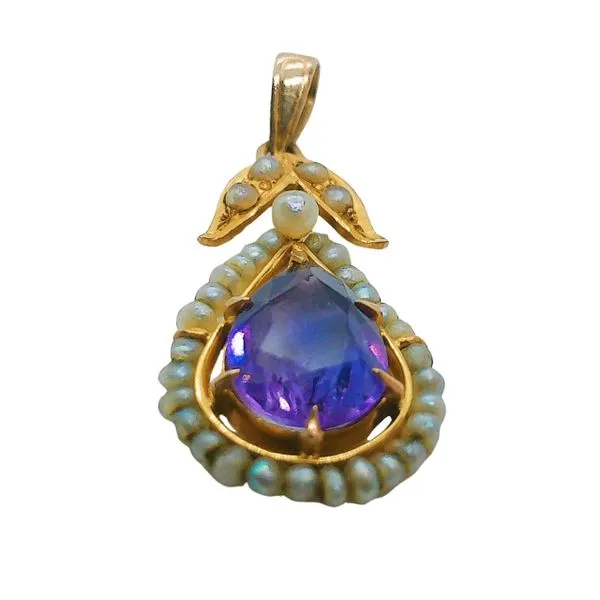 Vintage Amethyst and Seed Pearl Pendant Image 2 Joint Venture Jewelry Cary, NC