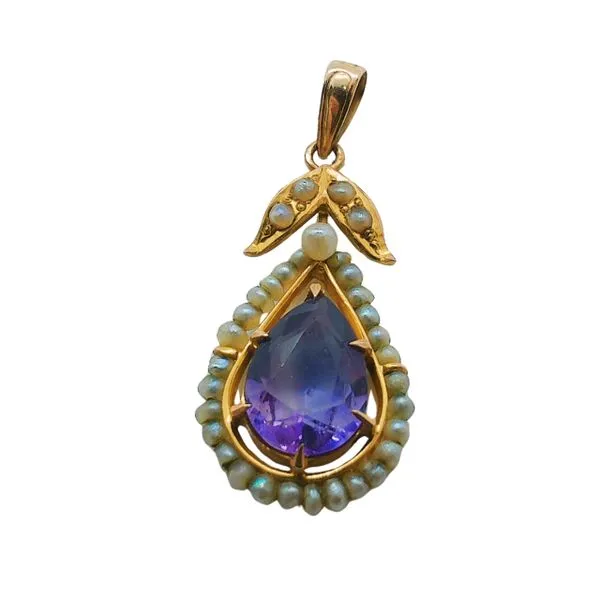 Vintage Amethyst and Seed Pearl Pendant Joint Venture Jewelry Cary, NC