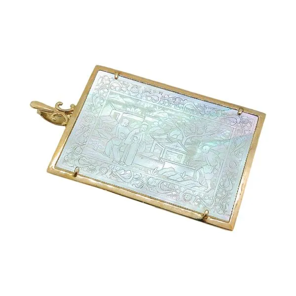 Vintage Mother-of-Pearl Gambling Chip Pendant in 14k Yellow Gold Joint Venture Jewelry Cary, NC
