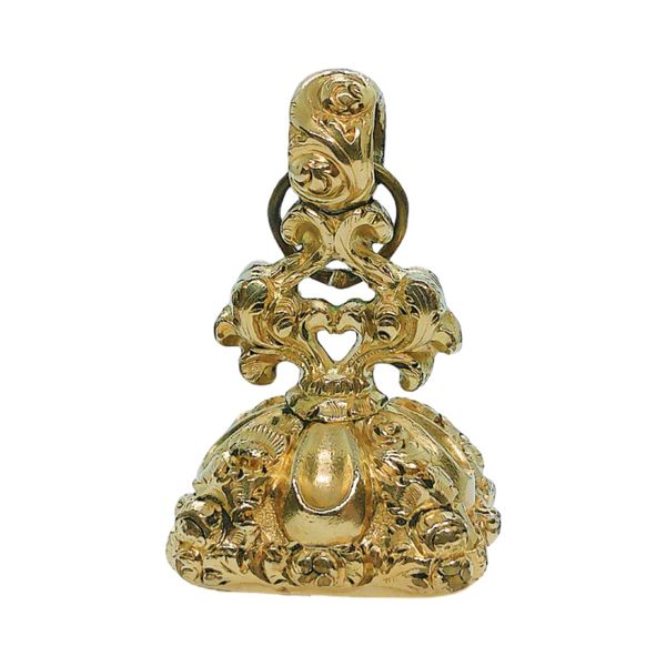 Vintage Yellow Gold Ornate Fob Stamp Charm Image 3 Joint Venture Jewelry Cary, NC