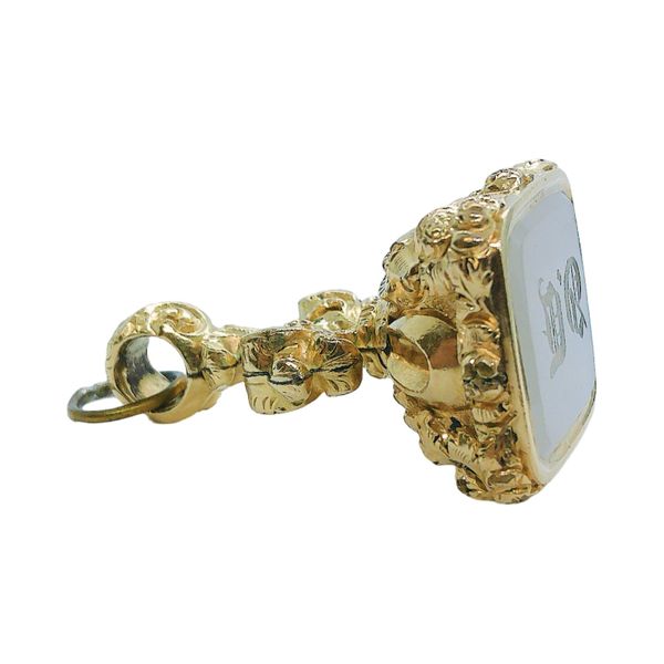 Vintage Yellow Gold Ornate Fob Stamp Charm Joint Venture Jewelry Cary, NC