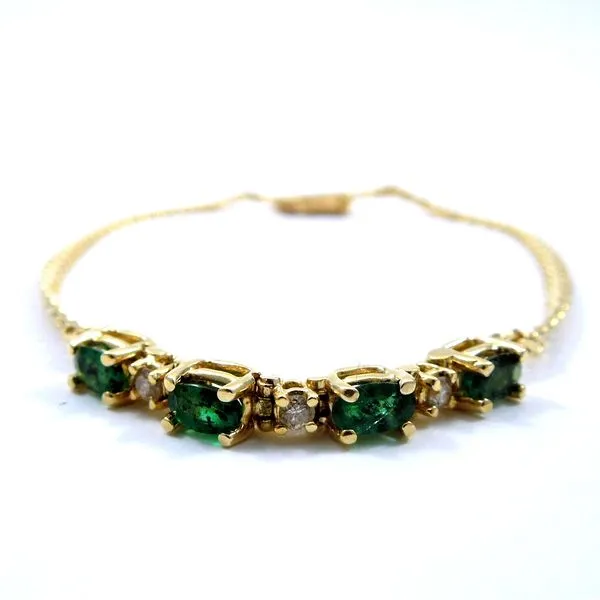 Four Stone Emerald and Diamond Bracelet Image 2 Joint Venture Jewelry Cary, NC