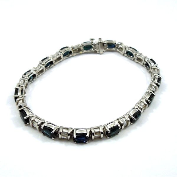 Sapphire and Diamond Line Bracelet Image 2 Joint Venture Jewelry Cary, NC