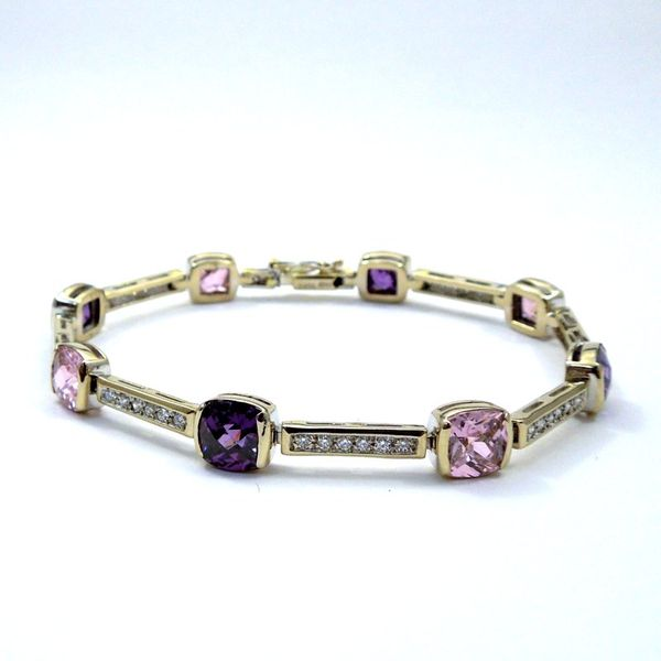 Pink Stone, Amethyst and Diamond Bracelet Joint Venture Jewelry Cary, NC